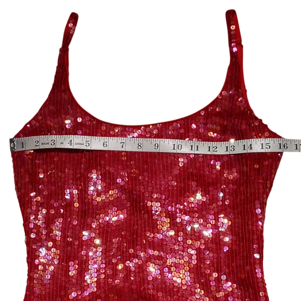 ❤️Sold❤️Vintage Jeanette Kastenberg St Martin Sequin Red Cocktail Party Dress - Picture 15 of 16